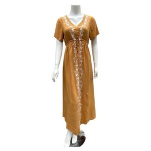 Yellow Maxi Sundress with V-Neck and Flutter Sleeves